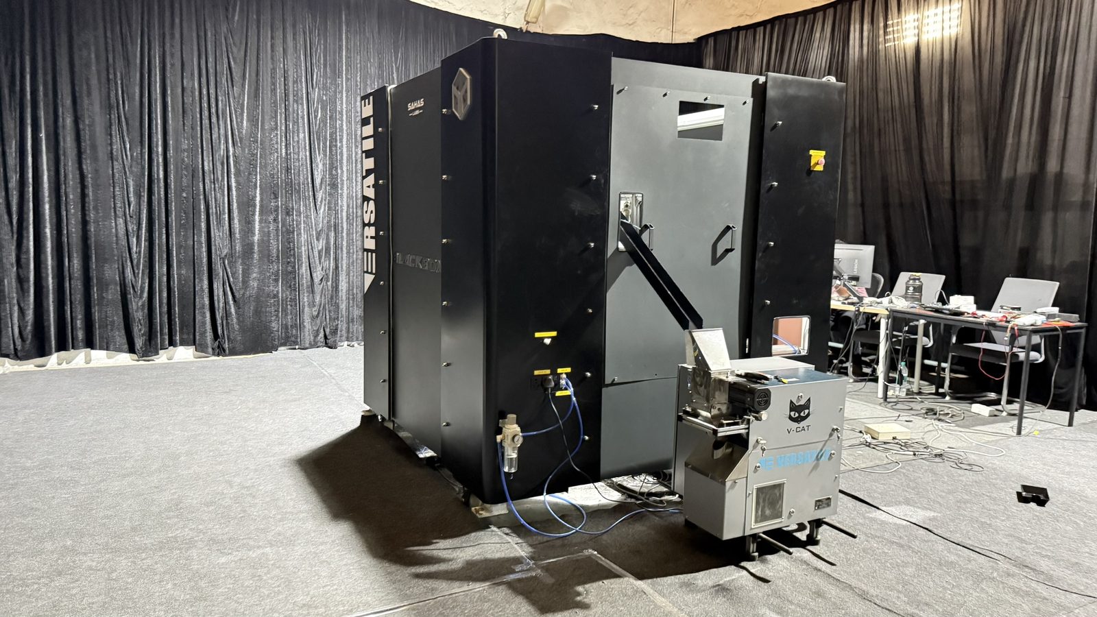 A Black Box installed on site, with the sample handling module and its air line connected at the front